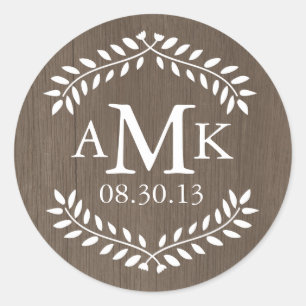Stickers Monogramme Mariage campagnard rustique
