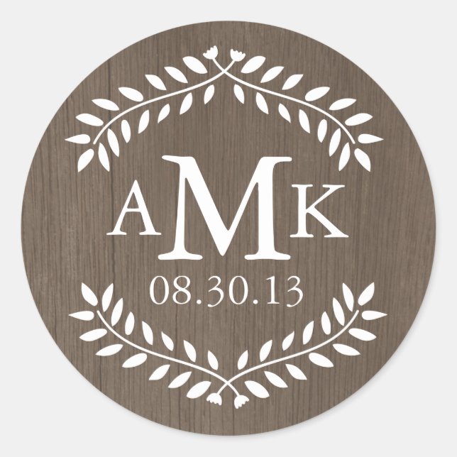 Stickers Monogramme Mariage campagnard rustique (Devant)