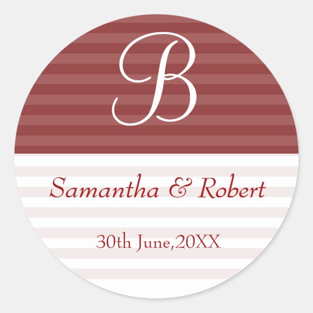 Stickers Monogramme mariage : Stripes Brown (Devant)