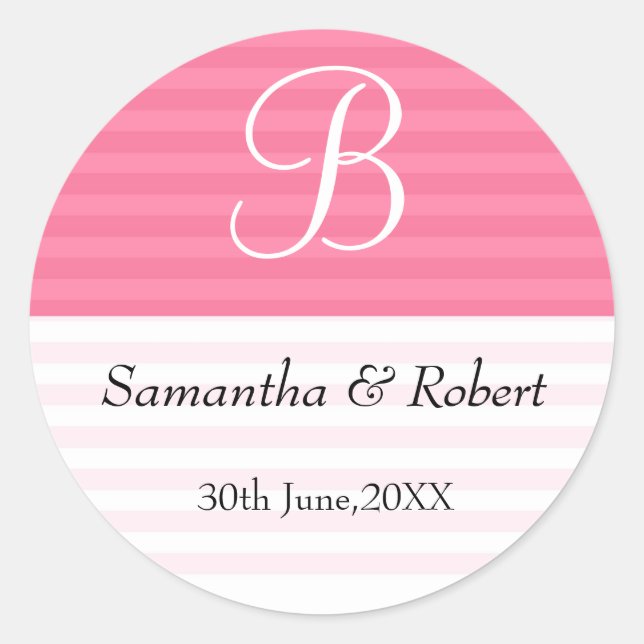Stickers Monogramme mariage : Stripes Roses (Devant)