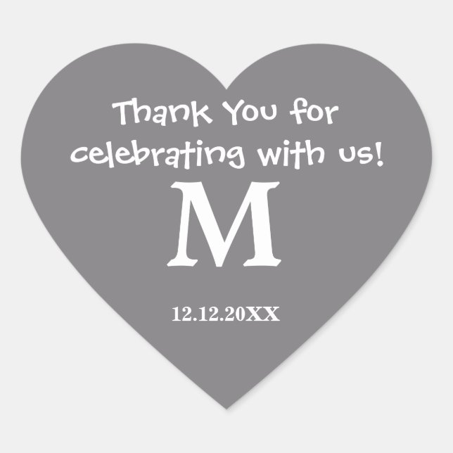 Stickers Monogramme Merci : gris acier (Devant)
