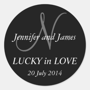 Stickers Monogramme N pour Mariage noir