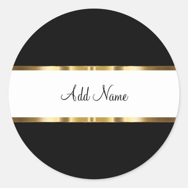 Stickers Monogramme Noir Et Blanc D'Or Classique (Devant)