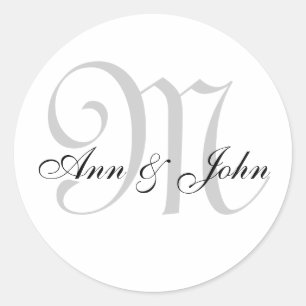 Stickers Monogramme pour Faveurs Mariage Gris