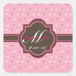 Stickers Monogramme rose et chocolat