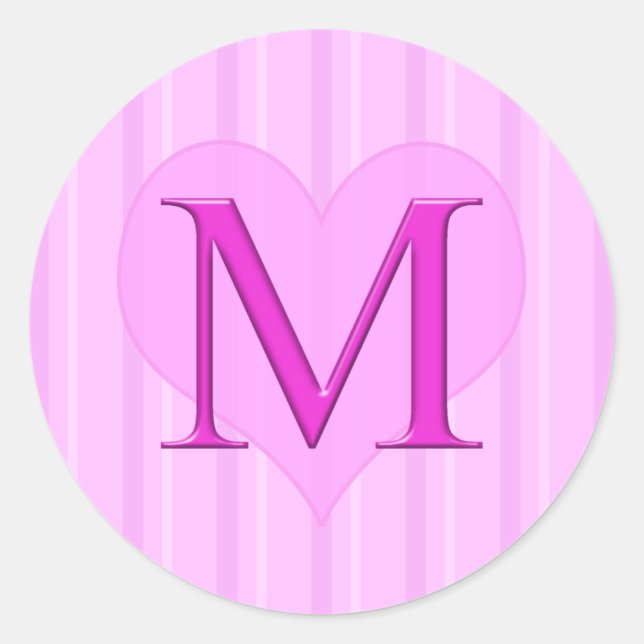 Stickers Monogramme rose M 001 (Devant)
