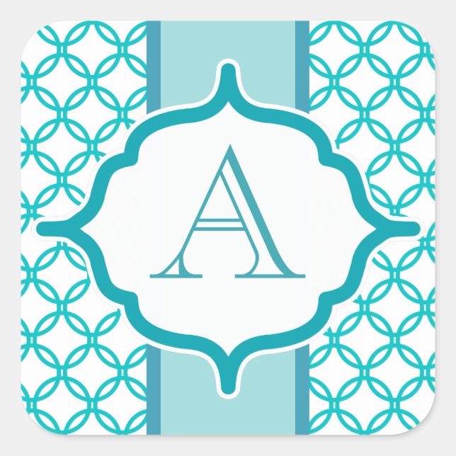 Stickers Monogramme Turquoise élégant (Devant)