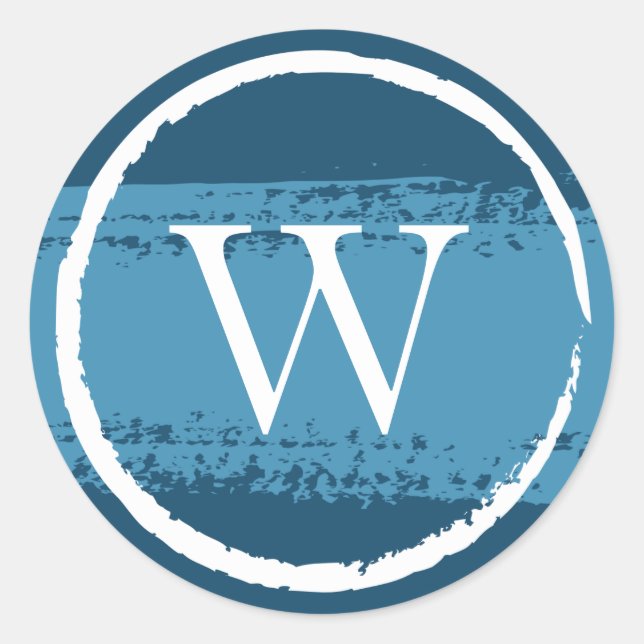 Stickers Monogrammes ronds personnalisés | Bleu et (Devant)