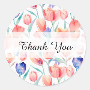 Stickers Motif Merci Tulipes à aquarelles