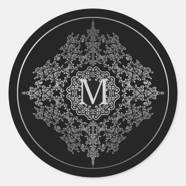 Stickers Motif Monogram Black & Silver Filigree (Devant)