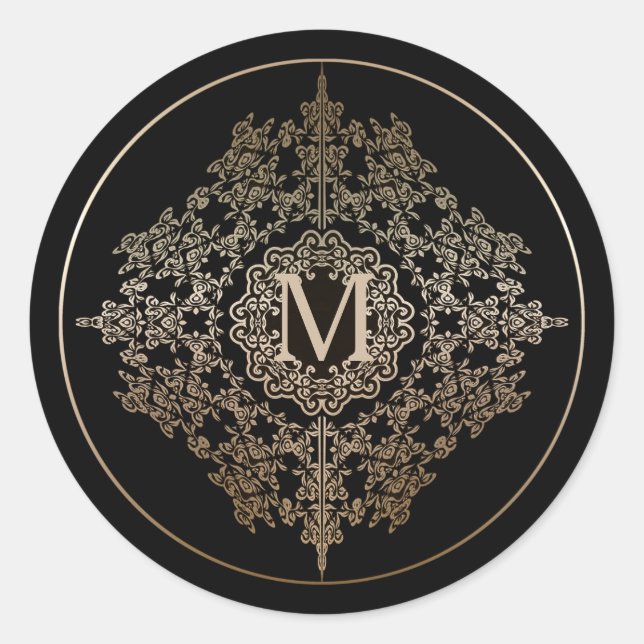 Stickers Motif Monogram Gold Filigree (Devant)