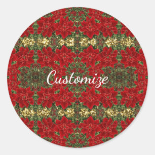Stickers Motif Red & Gold Poinsettia