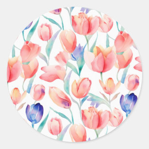 Stickers Motif Tulipes Aquarelles
