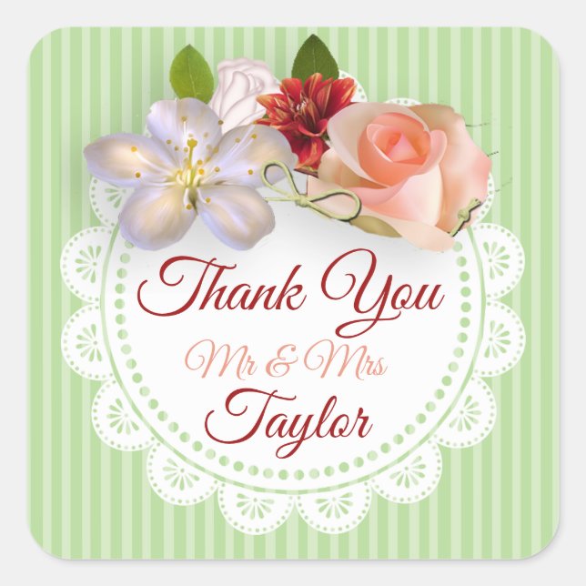 Stickers Mr & Mrs Sage Green et Coral Floral (Devant)