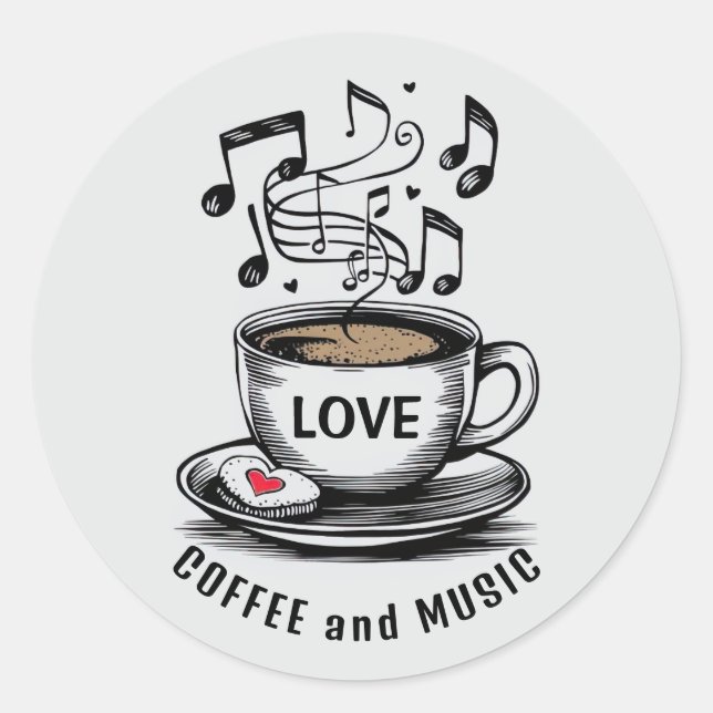 Stickers Musique et Café (Devant)