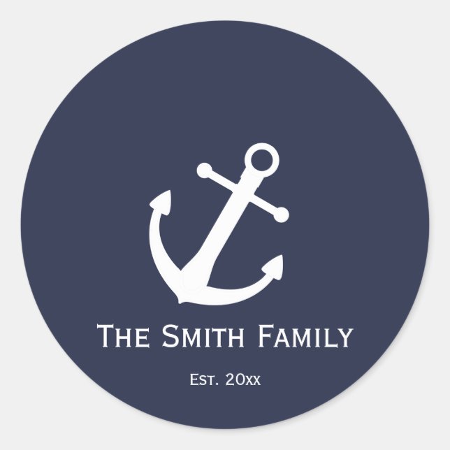 Stickers nautiques bleus et blancs personnalisés (Devant)