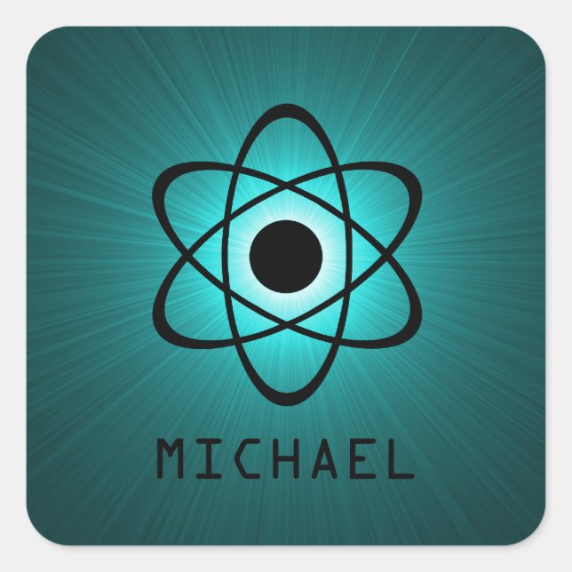 Stickers Nerdy atomique personnalisable, Turquoise (Devant)