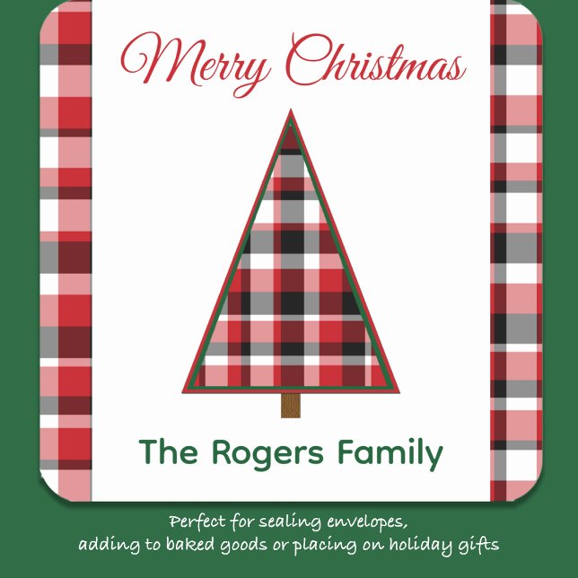 Stickers Noël Arbre de Noël Rouge Plaid (Créateur téléchargé)