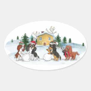 stickers Noël Cavalier King Charles Spaniel