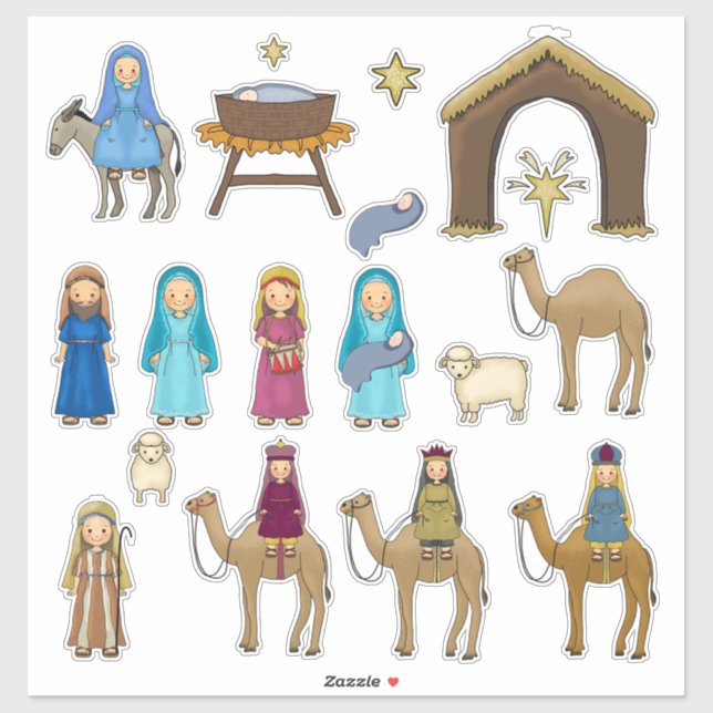Stickers Noël de la Nativité (Feuille)