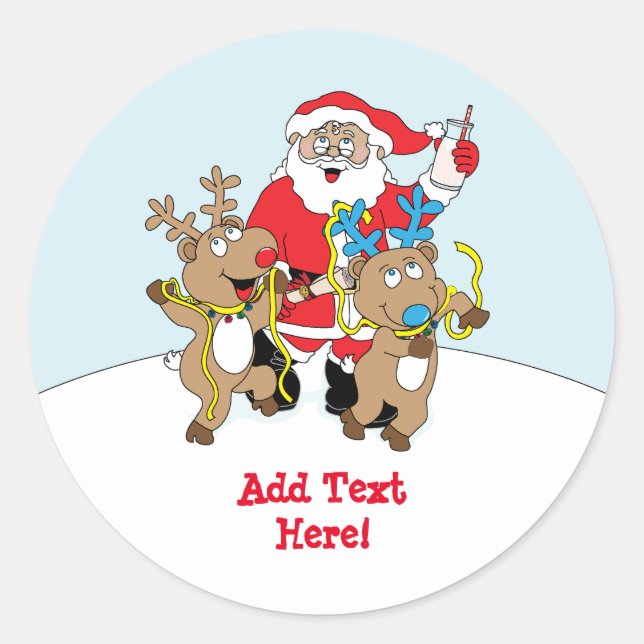 Stickers Noël rond Père Noël Personnalisez (Devant)