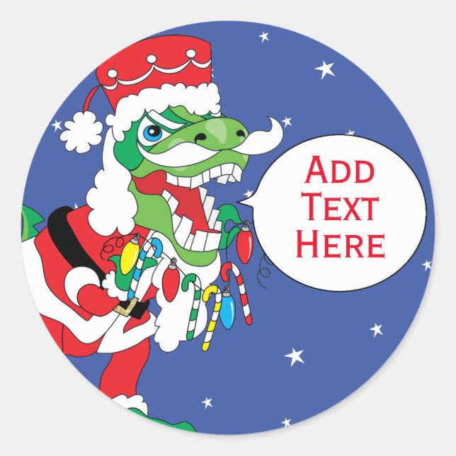 Stickers Noël TySANTAsaurus Rex 3 Personnaliser (Devant)