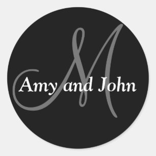Stickers Noir et Blanc initial mariage Faveur
