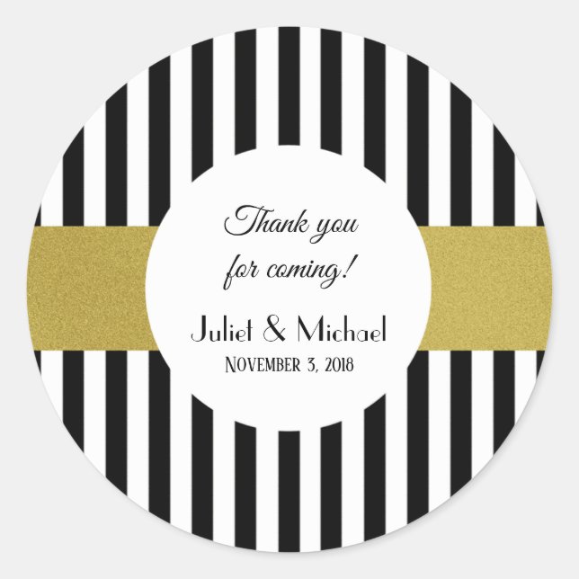 Stickers Noir et Gold Wedding Favor (Devant)