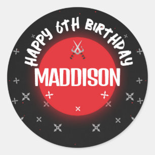 Stickers Noir Ninja Anniversaire Party Classic ron