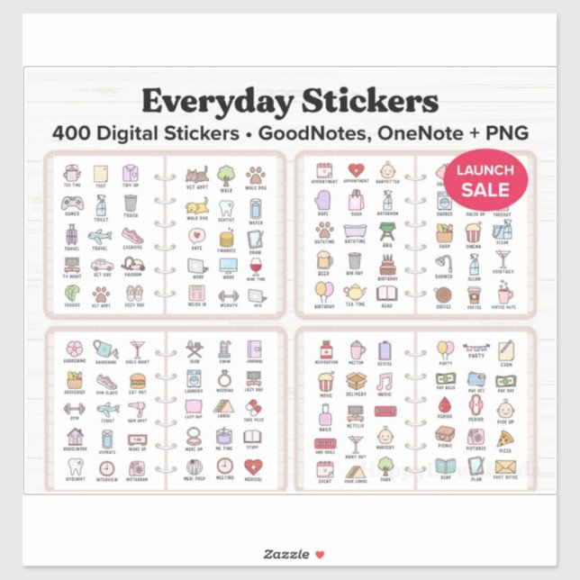 Stickers numériques de la vie quotidienne (Feuille)