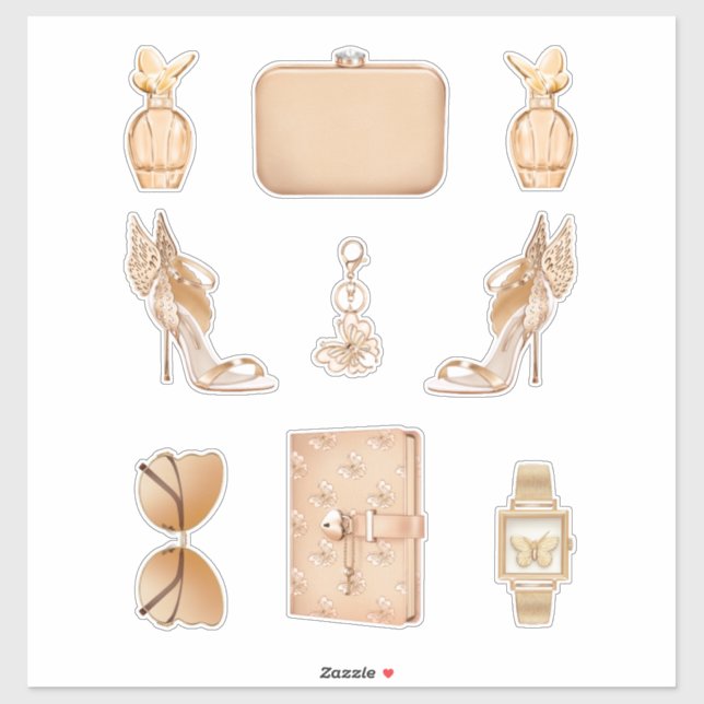 Stickers or Rose haute mode (Feuille)