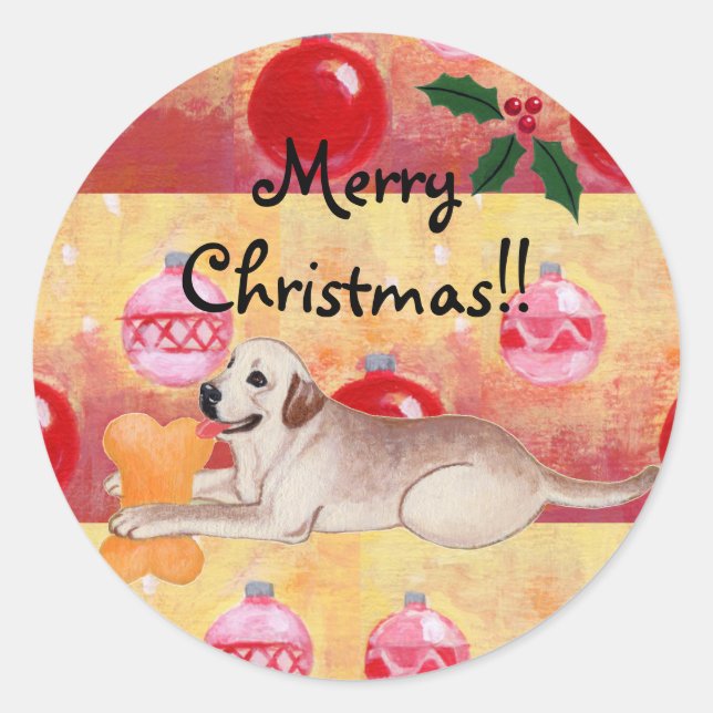 Stickers ornementaux de Noël du Labrador jaune (Devant)