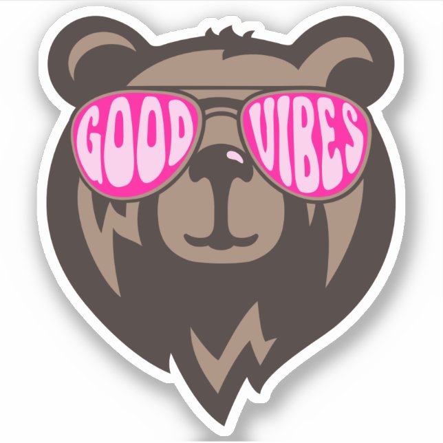 Stickers Ours amusants Good Vibes (Devant)