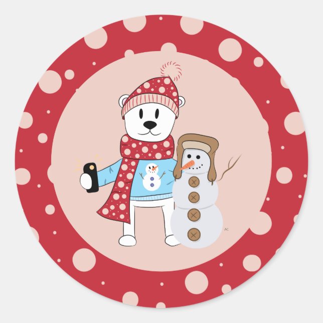 Stickers Ours polaire et Snowman (Devant)