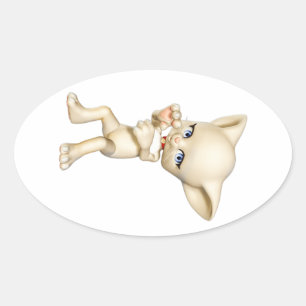 Stickers ovale Chat dansant