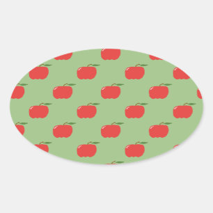 Stickers ovale Pommes (Sage Green & Red)