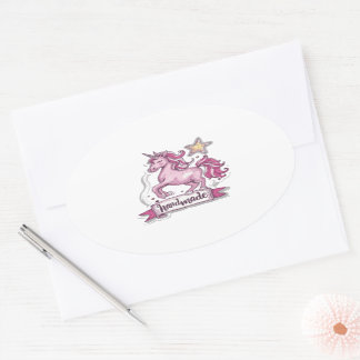 Stickers ovale Unicorne et l'inscription,, Handmad
