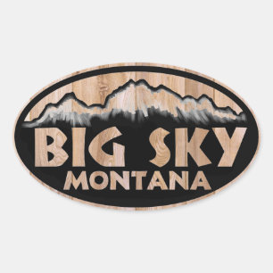 stickers ovales en bois Big Sky Montana