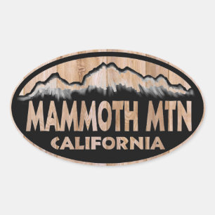stickers ovales en bois de Mammoth Mountain Califo