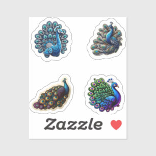 Stickers Pack Cute Peacock 4