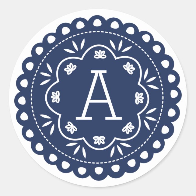 Stickers Papel Picado Monogram - Marine (Devant)