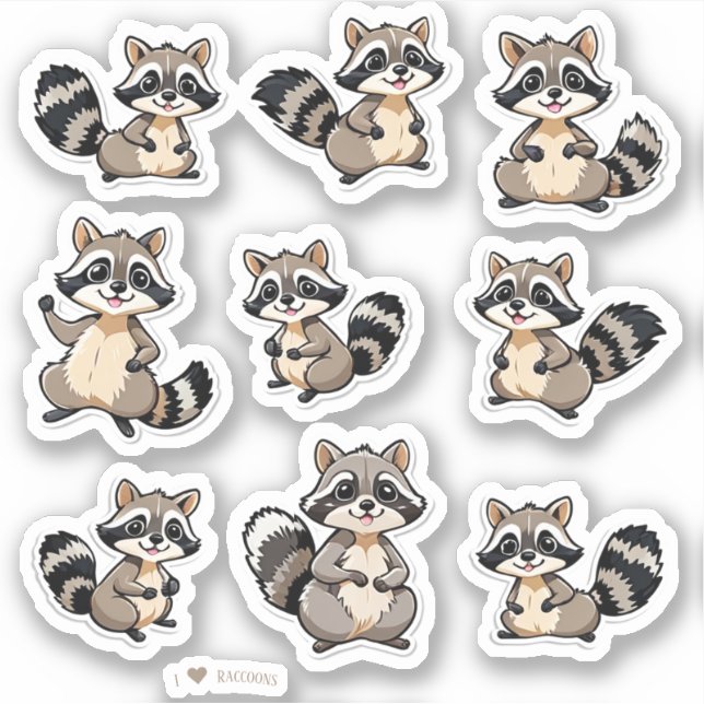 Stickers Papier à lettres Cute Raccoons (Devant)