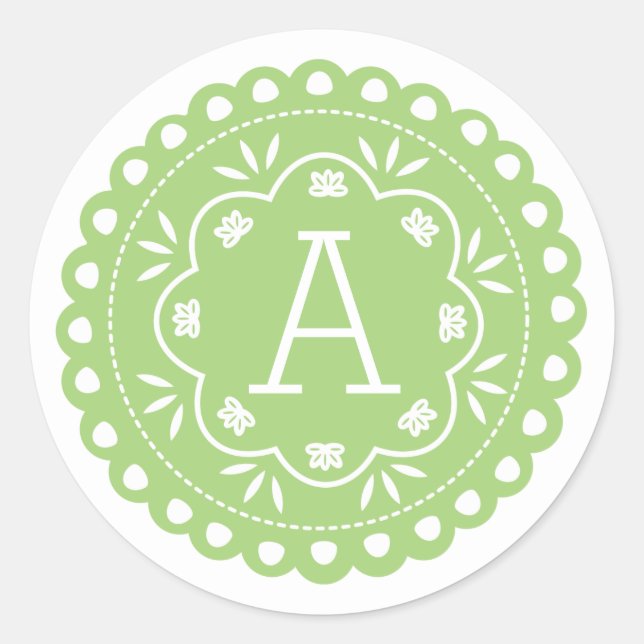 Stickers Papier Picado Monogramme - Vert (Devant)