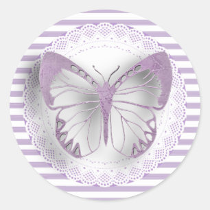 Stickers papillon à rayures violettes