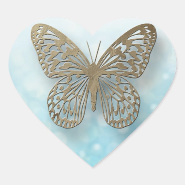 Stickers Papillon bleu or (Devant)