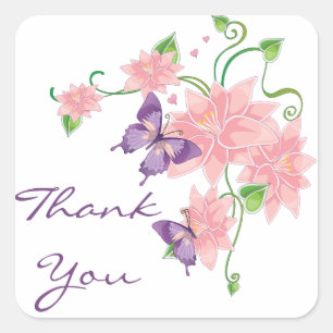 Stickers Papillon Floral Merci Pink Lilies