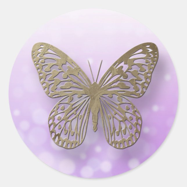 Stickers Papillon Lavande Purple Or (Devant)