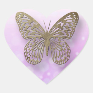 Stickers Papillon Lavande Purple Or