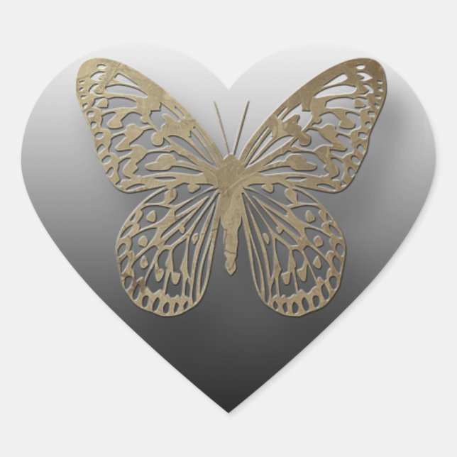 Stickers Papillon noir et or (Devant)