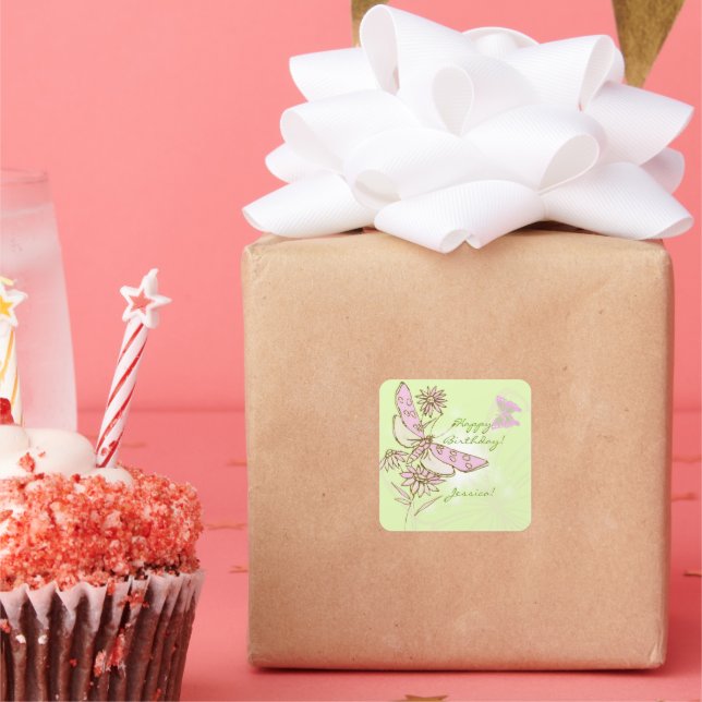 Stickers Papillon rose citron citron (Fête)